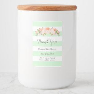 Mint Stripes Peach Floral Baby Shower Label