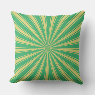 Mint Sun Funky Rays Retro Stripes Cushion