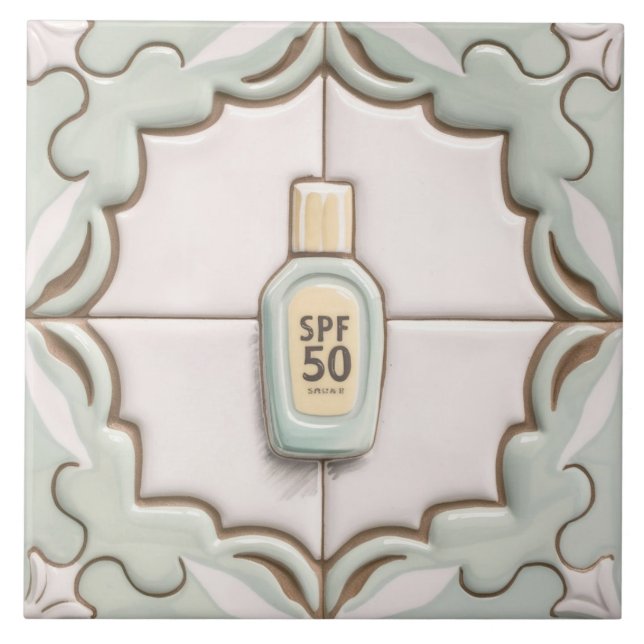 Mint Sunscreen Sun Screen Bottle Funny Bathroom Tile (Front)