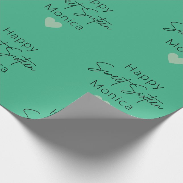 Mint Sweet 16 Personalised Birthday Wrapping Paper (Corner)
