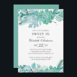 Mint Sweet 16. Watercolor succulents 16th birthday Invitation<br><div class="desc">Mint Sweet 16 birthday invitation with watercolor succulents. Contact me,  please,  if you need additional items.</div>