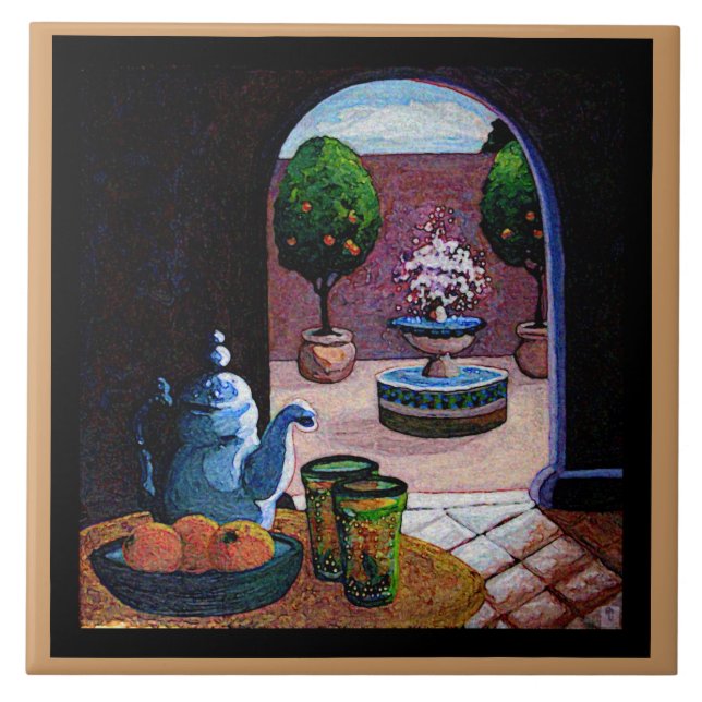 Mint tea, Moroccan courtyard Tile (Front)