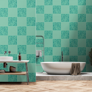 Mint teal flora tiled wallpaper