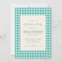 Mint Teal Geometric Dots Pattern Graduation Party