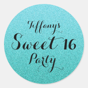 Mint Teal Glitter Faux Ombre Sweet 16 Sticker