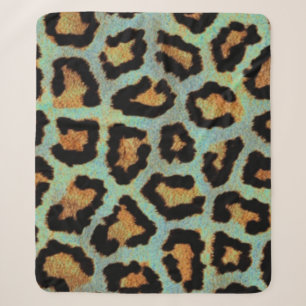 Mint Tease me teal Leopard print sherpa blanket