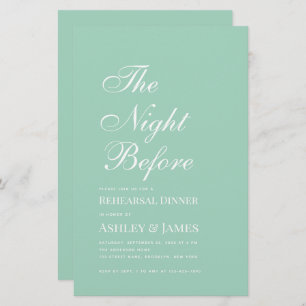 Mint The Night Before Rehearsal Dinner Invitation