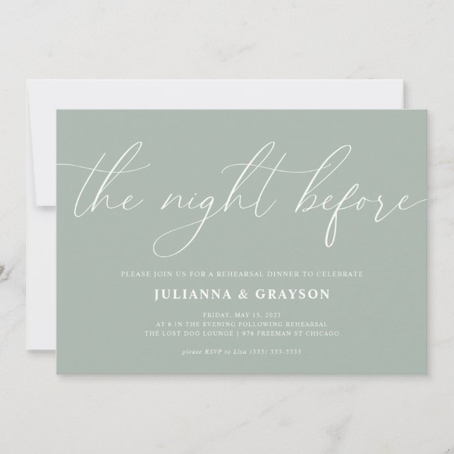 Mint The Night Before Wedding Rehearsal Dinner Invitation (Front)