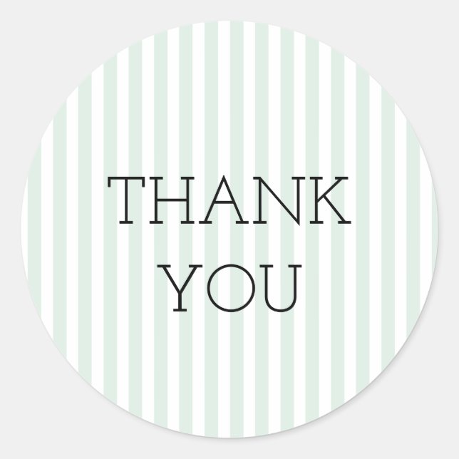 Mint Ticking Stripe Thank You Stickers (Front)
