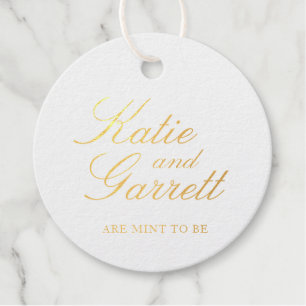 Mint To Be Elegant Gold Foil Wedding Favour Tags