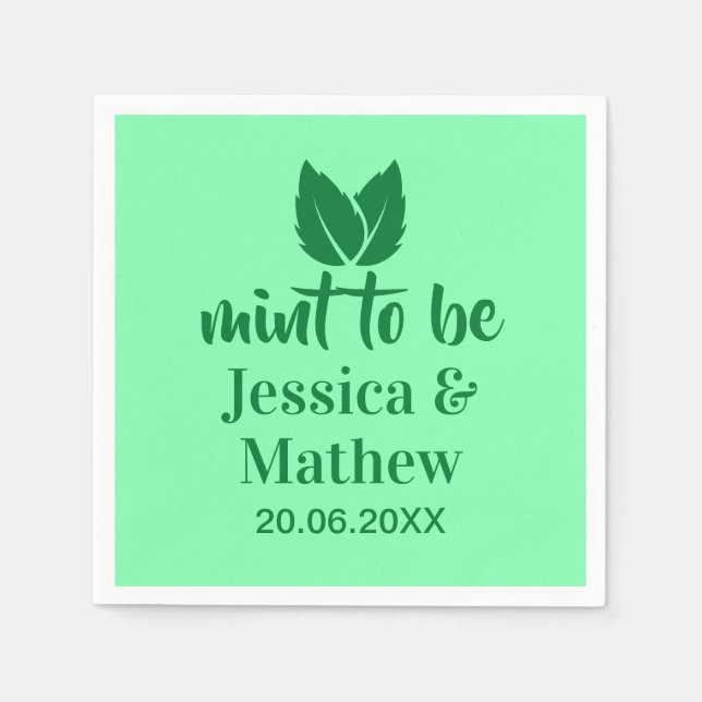 Mint To Be Elegant Wedding Custom Paper Napkin (Front)
