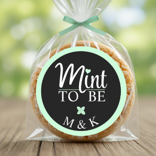 Mint to Be Monogram Wedding Bridal Shower Classic Round Sticker