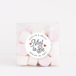 Mint to Be Personalised Wedding Favour Classic Round Sticker<br><div class="desc">Minty fresh wedding favour stickers feature "mint to be" in soft black script lettering accented with red hearts. Personalise with your names and wedding date.</div>