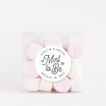 Mint to Be Personalised Wedding Favour Classic Round Sticker<br><div class="desc">Minty fresh wedding favour stickers feature "mint to be" in soft black script lettering accented with dusty blue hearts. Personalise with your names and wedding date.</div>