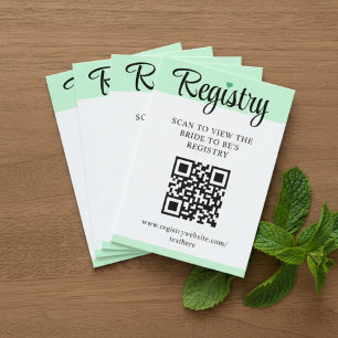Mint to Be QR Code Wedding Registry Bridal Shower Enclosure Card