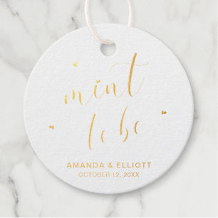 Mint To Be Typography Gold Foil Wedding Favour Tags