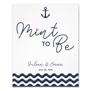 mint to be, wedding favour, wedding sign, navy photo print