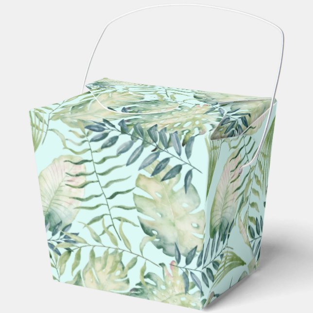 Mint Tropical Green Leaves Aloha Favour Box (Front)