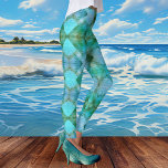 Mint Turquoise Abstract Geometric Pattern Legging<br><div class="desc">A modern design legging featuring an Aztec inspired geometric tiled pattern in blue turquoise,  mint teal and green colours. You can scale,  drag or rotate the design if you like.</div>