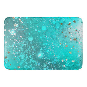 Mint Turquoise Foil Background Bath Mat