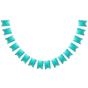 Mint Turquoise Foil Background Bunting