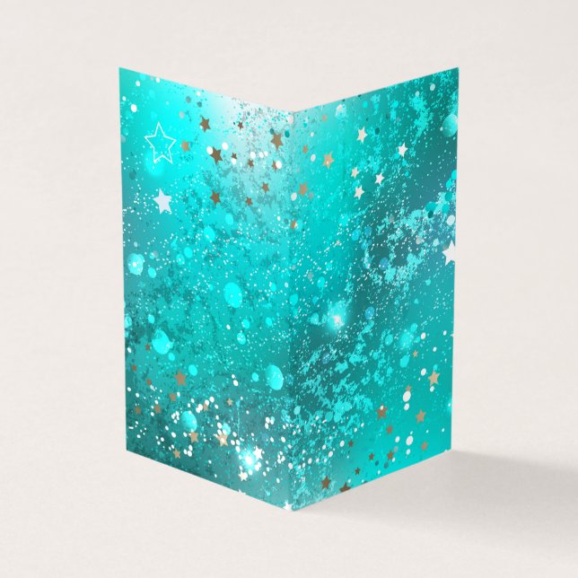 Mint Turquoise Foil Background Business Card (Outside)