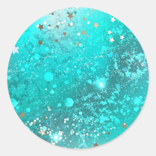 Mint Turquoise Foil Background Classic Round Sticker