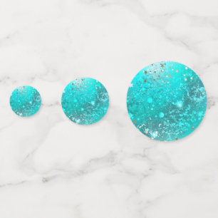 Mint Turquoise Foil Background Confetti