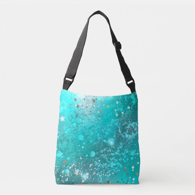 Mint Turquoise Foil Background Crossbody Bag (Front)