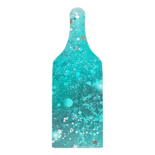 Mint Turquoise Foil Background Cutting Board (Front)