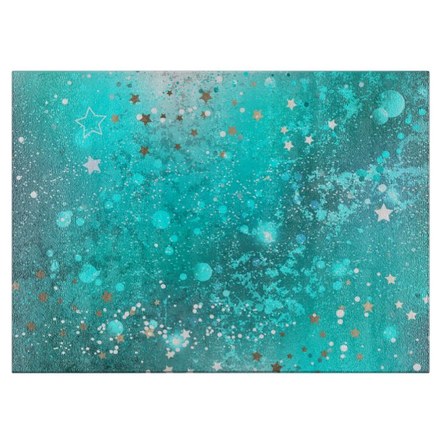 Mint Turquoise Foil Background Cutting Board (Front)