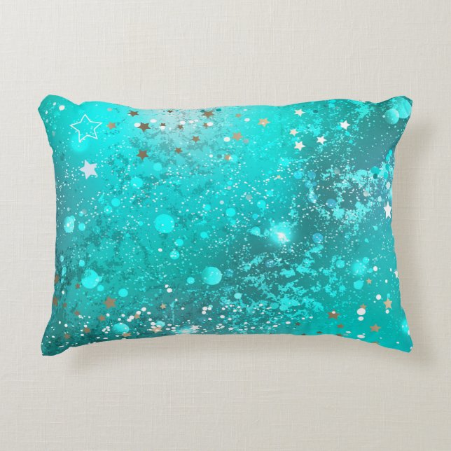 Mint Turquoise Foil Background Decorative Cushion (Front)