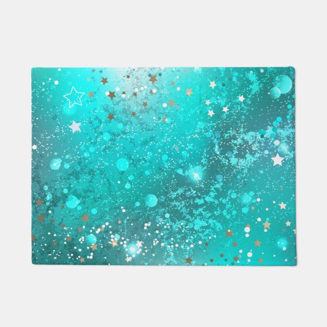 Mint Turquoise Foil Background Doormat (Front)