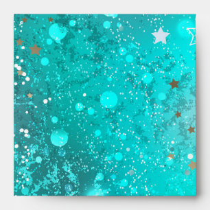 Mint Turquoise Foil Background Envelope