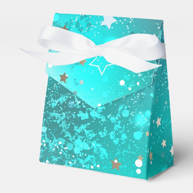 Mint Turquoise Foil Background Favour Box (Front Side)