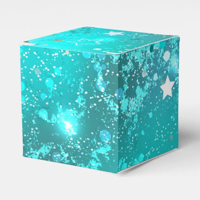 Mint Turquoise Foil Background Favour Box (Front Side)
