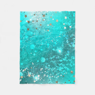 Mint Turquoise Foil Background Fleece Blanket