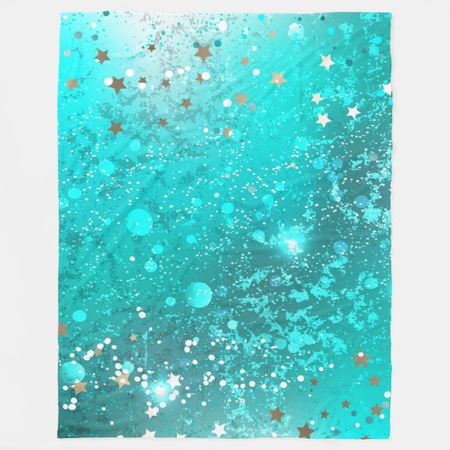 Mint Turquoise Foil Background Fleece Blanket (Front)