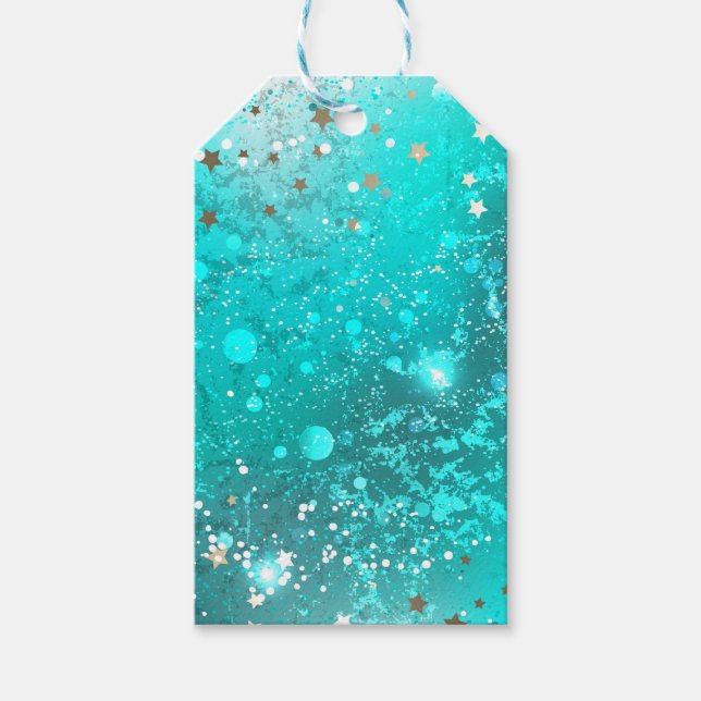 Mint Turquoise Foil Background Gift Tags (Front)
