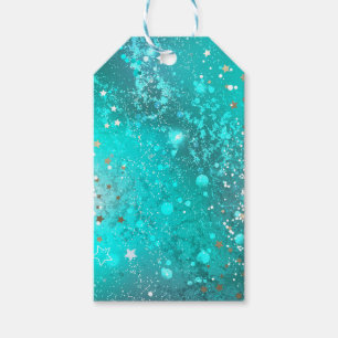 Mint Turquoise Foil Background Gift Tags
