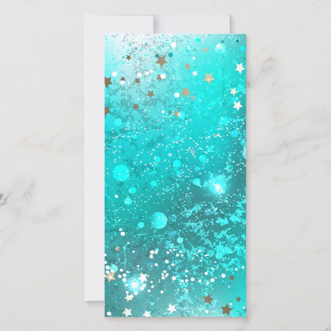 Mint Turquoise Foil Background Holiday Card (Front)