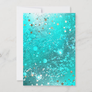 Mint Turquoise Foil Background Holiday Card