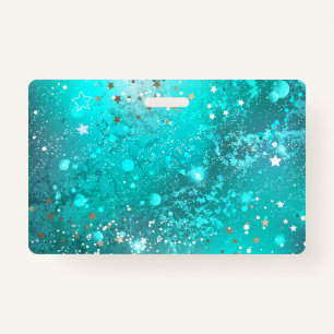 Mint Turquoise Foil Background ID Badge