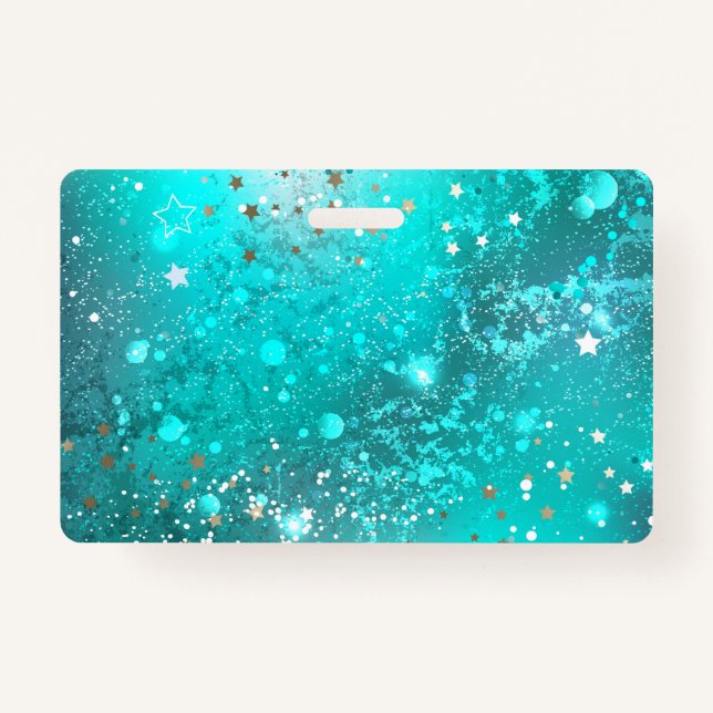 Mint Turquoise Foil Background ID Badge (Front)
