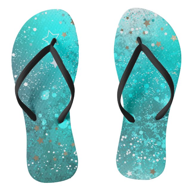 Mint Turquoise Foil Background Jandals (Footbed)