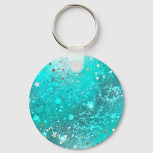Mint Turquoise Foil Background Key Ring