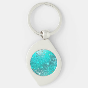 Mint Turquoise Foil Background Key Ring