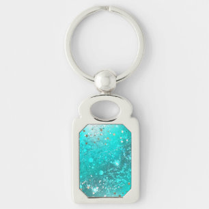 Mint Turquoise Foil Background Key Ring