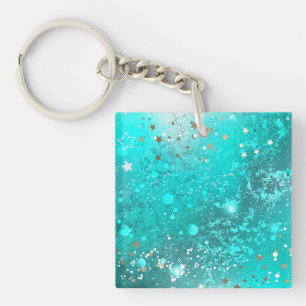 Mint Turquoise Foil Background Key Ring