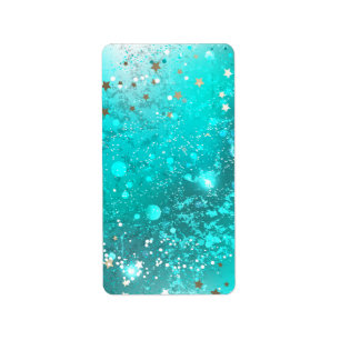 Mint Turquoise Foil Background Label